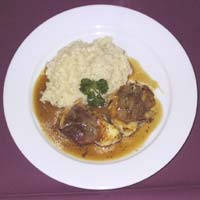 Seeteufelsaltimbocca mit Risotto